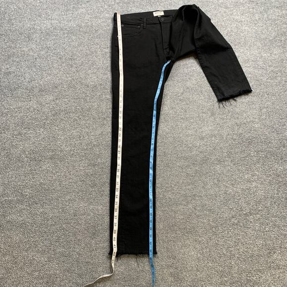 Agolde Jeans Womens 33 Black Denim Splinter Raw Cut Frayed Hem Ankle Zip Fly - Picture 4 of 10
